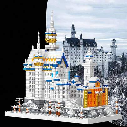 2790 件天鹅湖城堡积木套装，高难度大型组装礼物，适合圣诞节、生日、情人节家居装饰，世界著名建筑城市地标系列桌面展示收藏模型，粉色梦幻公主城堡积木玩具，1 件多功能拆卸工具，小块拆卸工具配件