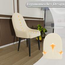 Dining Chairs Set Of 2, Modern Upholstered Fabric Kitchen Chairs, Dining Table Chairs With High Back And Metal Legs - 白色 - 查看 6
