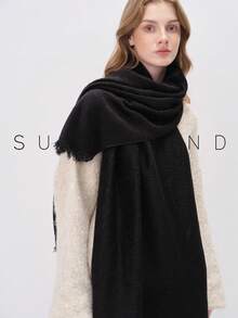 1pc Elegant Solid Color Soft & Skin-Friendly Versatile Scarf - Black - View 6
