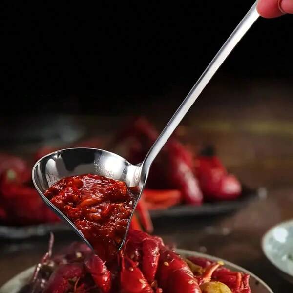 1 Peça Colher de Bico de Pato de Aço Inoxidável Durável com Cabo Longo - Ideal para Molhos, Alho e Fondue - Utensílio de Cozinha Essencial para Restaurantes, Essenciais de Cozinha de Restaurante | Cabo Ergonômico | Utensílios de Cozinha Duráveis