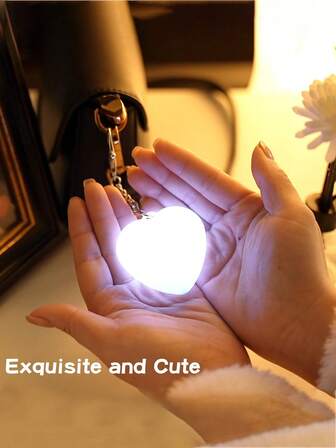 1 USB Rechargeable Heart-Shaped Touch Sensor Bag Light - Portable Keychain Mini Night Light With Soft Light