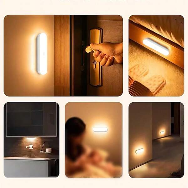 1 قطعة ضوء ليلي بمستشعر حركة ذكي، إضاءة ليد قابلة للشحن عبر USB، قابل للتعتيم، تثبيت مغناطيسي، مستشعر بزاوية 120 درجة، مناسب للسرير والممر والخزانة والغرفة والحمام