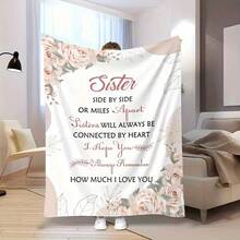 Heartfelt Sister's Gift,Modern Style, Versatile,Super Soft Flannel Printed 3D Blanket, As Birthday Gifts, Family, Wedding, Souvenir Blankets, Polyester Blankets Suitable For All Seasons, Washable, Machine Washable, Lightweight, Breathable, Comfortable, Warm, Unique, 280gsm For Him, Her Personalized Ideal Gifts For Her,Perfect Nap, Camping, Travel, Home, Daily Life, Office Decoration, Birthday, Anniversary, Valentine's Day, Thanksgiving, Christmas, Halloween, Wedding, New Year Gifts ,Sofa,Bed,Car,Bedroom,Living Room,Office,  Outdoor Camping, Beach,Wall Decoration - 多色18 - 查看 1