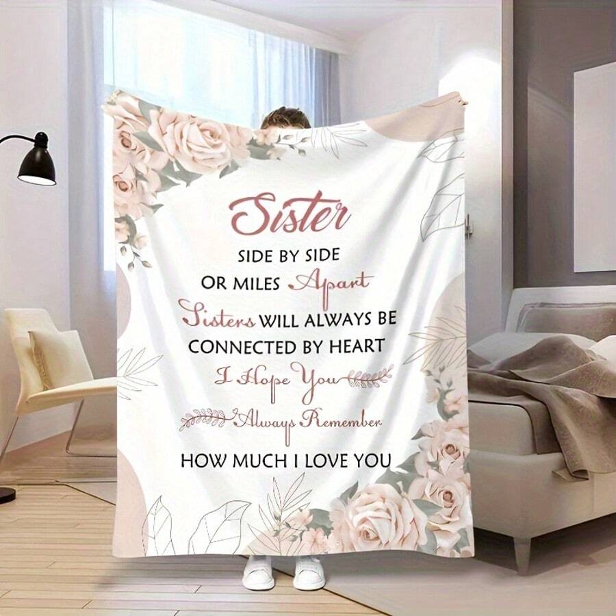 Heartfelt Sister's Gift,Modern Style, Versatile,Super Soft Flannel Printed 3D Blanket, As Birthday Gifts, Family, Wedding, Souvenir Blankets, Polyester Blankets Suitable For All Seasons, Washable, Machine Washable, Lightweight, Breathable, Comfortable, Warm, Unique, 280gsm For Him, Her Personalized Ideal Gifts For Her,Perfect Nap, Camping, Travel, Home, Daily Life, Office Decoration, Birthday, Anniversary, Valentine's Day, Thanksgiving, Christmas, Halloween, Wedding, New Year Gifts ,Sofa,Bed,Car,Bedroom,Living Room,Office,  Outdoor Camping, Beach,Wall Decoration - 多色18 - 查看 1