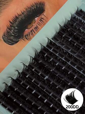 168PCS Lash Cluster 200 DD Curl Cluster Eyelash Extensions Fluffy Lash Clusters Mega Volume Lashes 10-16mm False Eyelashes For Beginners