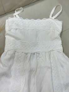 ANJO&M FASHION Short Dresses With Lace, Lined At The Back With Elastic, Size M G Gg Simple - 白色 - 查看 2