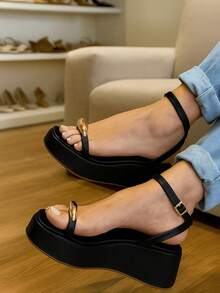 Comfortable Women's Wedge Sandal Promotion New Blogger - 黑色 - 查看 2