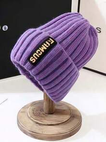 1pc Women's Winter Knit Hat, Korean Style Fashion Long Brim Beanie, Warm Ear Protection Headwrap Cuffed Knitted Cap - Multicolor - View 8