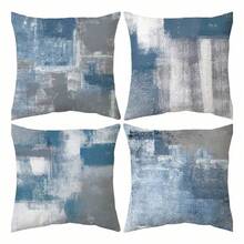 4 PIEZAS Fundas de cojín decorativas abstractas de color azul grisáceo, modernas y de galería, para dormitorio, sofá y sala de estar, de una sola cara sin relleno de cojín - gris azul - Ver 6