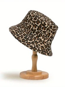 1pc Unisex Fashionable Reversible Leopard Print Bucket Hat, Outdoor Travel Beach Hat