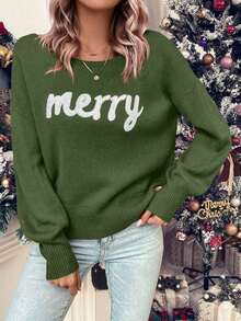 Women's Christmas, Casual Comfortable Romantic Retro Modern Commute Office Elegant Christmas Knitted Sweater, Crew Neck Pullover, Suitable For Christmas Party, Holiday, Date Night, Home, Office, Daily, Travel, Tea Party, Country Music Concert, Spring, Autumn, Winter
