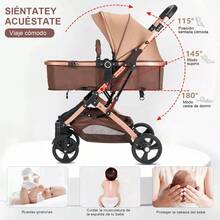 Carreola Para Bebés Con Portabebe, Carriola Para Bebé Bastón - Caqui - Ver 5
