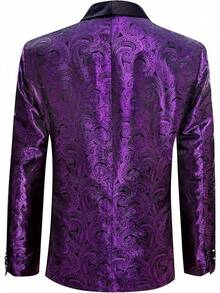 Barry.Wang Blazer For Men Paisley Sport Coat Lightweight Suit Jacket Regular Tuxedo Flower Mardi Gras Carnival Gift