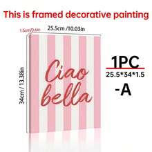1pc Ciao Bella Poster Decoration, Wall Art, Girly Room Decor, Cute Wall Art, Pink Retro Poster, Wall Decoration Poster, Wall Canvas Decoration, Ideal Gift For Bedroom Living Room