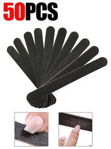 50 件装专业双面指甲锉 100/180 号指甲锉 砂纸板 黑色美甲修脚工具和指甲缓冲锉 - 黑色 - 查看 1