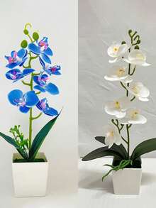 4pcs/1PC Simulation Plant Flowers Fake Hua Hudie Orchid Potted Bonsai, Wedding Shooting Green Props Living Room Decoration Plastic Flower Potted Ornaments, Holiday Decorations, Christmas Decorations.