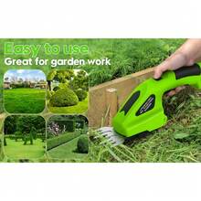 二合一便携式电动手持修剪器和修枝剪，USB 充电电池，人体工程学设计，适用于草坪和花园维护，绿色和黑色，方便专业人士和家庭用户使用，电动修剪器，家庭园艺工具，握感舒适，结构耐用 - 彩色 - 查看 7