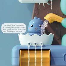 1个婴儿恐龙洗澡玩具，趣味简单的物理益智浴缸戏水玩具，适合18个月及以上男孩女孩，友好的水车洗澡玩具