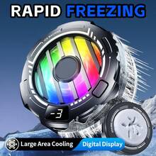 1pc Black Magnetic & Clip-On Semiconductor Phone Cooling Fan, ABS Material, 3-Speed Digital Display, Rapid Cooling, Prevents Phone Overheating, Suitable For Smartphones & Tablets, Essential Phone Accessory, Great For Halloween, Camping