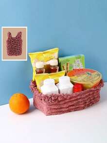 女士可扩展手提袋，弹力购物手提包，大容量可重复使用购物袋，弹性便携，适合居家、旅行和购物，多种颜色可选，可折叠购物袋，菠萝旅行袋，褶皱气泡袋，适合旅行、露营、户外、海滩、夏季度假 - 彩色 - 查看 5