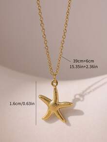 1pc Minimalist Everyday Starfish Pendant Necklace, Stainless Steel Casual Jewelry Necklace For Women