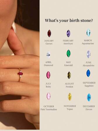 1pc 18K Gold Plated December Birthstone Ring, Casual Luxury Style, Suitable As A Gift