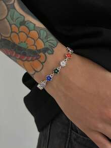 1 chiếc Vòng tay hoa năm lá 3D đính đá Cubic Zirconia nhiều màu thời trang dành cho nam, thích hợp đeo hàng ngày, dự tiệc, làm quà tặng cho bạn bè và gia đình, ngày lễ tình nhân, giáng sinh - Vòng đeo tay - Xem 6