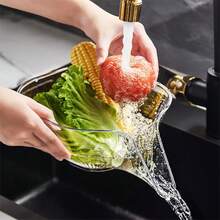 5PCS Multi-Functional Drain Bowl Drain Basket Fruit Drain Wash Tool Kitchen - Transparent Gray - View 3