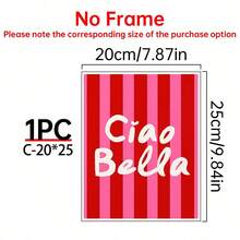 1pc Ciao Bella Poster Decoration, Wall Art, Girly Room Decor, Cute Wall Art, Pink Retro Poster, Wall Decoration Poster, Wall Canvas Decoration, Ideal Gift For Bedroom Living Room