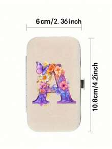 7件套蝴蝶花朵印花旅行美甲套装，彩色蝴蝶花朵A-Z字母，大容量指甲护理收纳盒，不锈钢工具，超锋利防溅指甲钳套装，经典设计指甲钳盒，适合移动美容、旅行、户外、寄宿学校和家庭使用。 - 彩色 - 查看 9