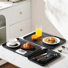 Plateau noir très attrayant, assiette de maison d'hôtel, rangement de cuisine de luxe léger, assiette à thé, assiette de barbecue, cantine, plateau de service d'hôtel, assiette à collation, plateau de décoration pour fête, mariage et vacances