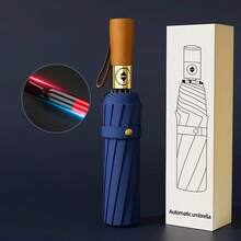 1pc Automatic Oversized Umbrella, Dual Use Sunshade & Rain Umbrella, UV Protection, Foldable Black Coating Umbrella