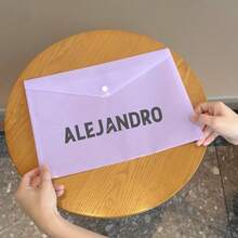 1pc Customized Engraved A4 File Folder, Customized Morandi Color Button Sealed Plastic File Bag - Laser Engraved - Suitable For DIY And A4 Size, Soft Material, Easy To Carry, Large Capacity, Can Hold Documents, Papers, Exams, Etc.; Office, Study, Daily Storage All Can Meet The Needs, Multi-Functional Scenarios, Suitable For Students, Business Office, Home, Back To School Season