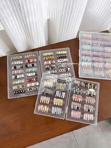 1件大容量美甲可穿戴指甲收纳盒透明指甲油展示相册防尘收纳盒美甲样品展示盒多尺寸加厚PP材质收纳盒