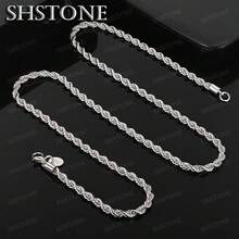 男女款宽度 2/3/4 毫米绳链项链 925 纯银镀金 45-70 厘米高品质项链男士时尚珠宝礼物 - 4mm wide - 查看 7