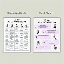30-Day Chair Exercise Set Poster, Chair Yoga Guide, Full Body Exercise Guide, Chair Exercise Challenge, Summer Body Exercise, Chair Stretching, 2 Pieces, 8x10inch Frameless, 2D