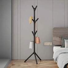 1pc Modern Tree-Shaped Coat Rack - Freestanding Floor Hanger With Sturdy Triangular Base, Durable Plastic Material, Lightweight 360° Rotating Hooks, Space-Saving Entryway, Bedroom, Living Room Home Organizer, Scandinavian Minimalist Single Rod Bedroom Clothes Rack, Easy Assembly For Home, Office, Hotel, Black/White 6/9 Hooks Available, Multi-Functional Storage, Suitable For Apartment Living