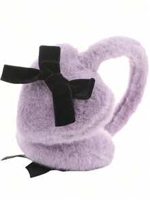 1 قطعة سماعات أذن مبطنة بفيونكة Y2K مزينة بخرز اصطناعي، دافئة للشتاء، مقاومة للبرد، قابلة للطي للنساء