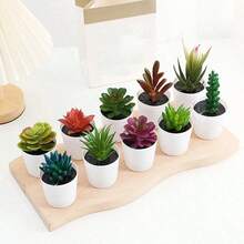 1pc Artificial Plush Succulent Plant Rhombus Pattern Small White Potted Plant, Desktop Decor, Fake Flower Miniature Potted Plant, Home Decor, Party Decoration