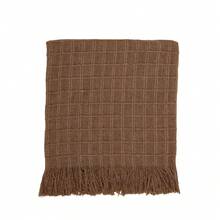 Sofa Blanket Size S Type Cover 100% Cotton With Knot At The Ends - Brown - View 6