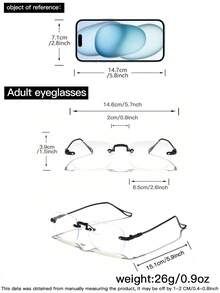 2 PCS Women's Metal Rimless Light Glasses Rectangle Frame Premium Eye Protection Rimless Glasses Suitable For Daily Clothing Decor And Back To School - Multicolor - View 9