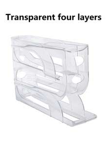 1pc Transparent 3/4 Tier Sliding Egg Dispenser, Automatic Rolling Anti-Crack Holder, Suitable For Refrigerator And Countertop, Easy To Clean And Washable, Industrial Food Supply Equipment, Space-Saving Refrigerator Side Door Storage Rack, Kitchen Organization, Egg Storage Box - Multicolor - View 5