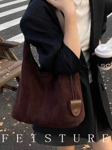 1pc Suede Underarm Bag For Women, Large Capacity One Shoulder Messenger Bag (With Small Pouch), Suitable For Girls, Ladies, College Students, Young Professionals, Great For Work, Business, Commute, School