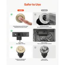 Garbage Disposal Air Switch Kit, 2.5" Sink Top Air Switch For Food Waste Disposal, Brushed Gold Stainless Steel ON/OFF Air Button For Waste Disposer - Suitable For Stainless Steel Countertops - 2.5-inch 1 Socket Gold Brush Wire - View 6