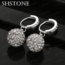 时尚韩流925纯银镀层浪漫全镶钻水晶公主球耳钉，女士婚礼派对首饰 - 銀色 - 查看 10