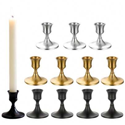 2/4/6/12/30个装锥形烛台，金色/黑色，适用于桌面装饰、婚礼招待会、节日圣诞节壁炉或家居装饰