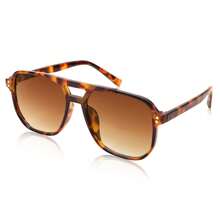 1pc Tortoise Shell Color Square Frame Double Bridge Pilot Style Fashion Glasses For Vacation Boho Shades Beach Accessories Beach Accessories For Women Glasses Shades Basics Fall Winter Women Outfits Clothes Business Casual Gifts Leopard For Summer Beach Vacation,Outdoor,Travel CK2835 - 010 - 查看 9