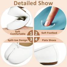 Tabi Ballet Flats Shoes For Women Rounde Toe Wide Width Split Toe Low Heel Flats Shoeshalloween - 米色 - 查看 6