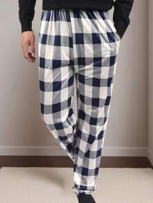 3 Pcs Men's Plaid Pattern Casual Home Indoor Long Pants, Pajama Sleep Bottom, Loungewear Sleep Wear Trousers, Fall Clothes