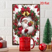 1pc Vintage Metal Tin Sign, Santa Claus Holding Gift Bag Element, Christmas Party Wall Art Decor, Gift For Birthday, Wedding, Anniversary, Christmas, Thanksgiving, Travel And Decoration